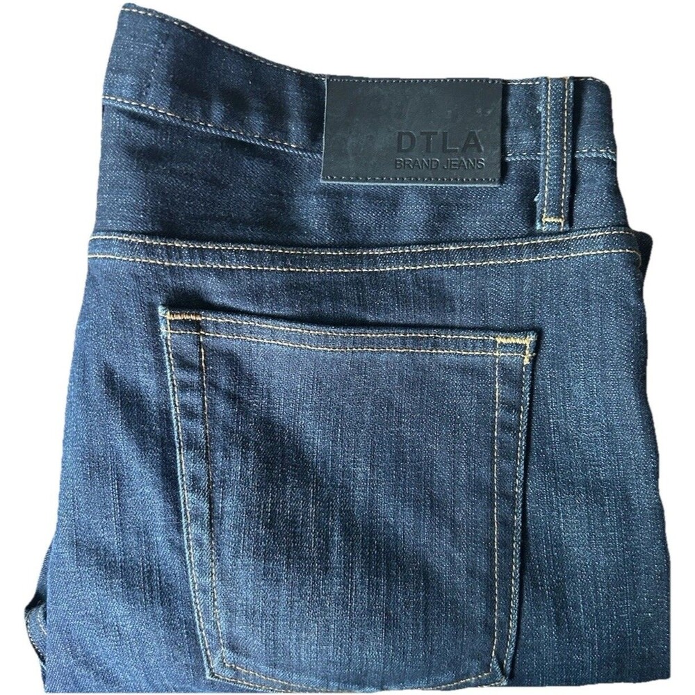 DTLA Men La Greg Straight Fit Selvedge Cotton Denim Jeans 34L Raw Blue M1011C
